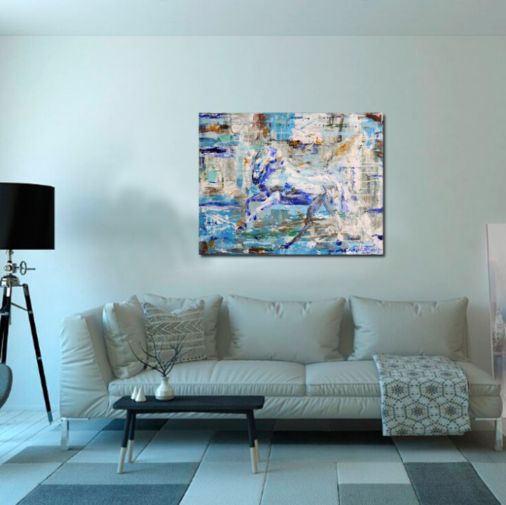 Horse painting - Semi figuratief - semi abstract - paardenschilderij - equine art - white horse - art - kunst