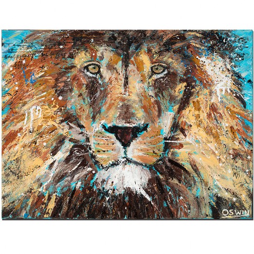 CECIL THE LION KING - Oswin Gesselli - Series Hidden Treasures Lion painting - wild life painting - wild cats - Lions with hidden treasures
