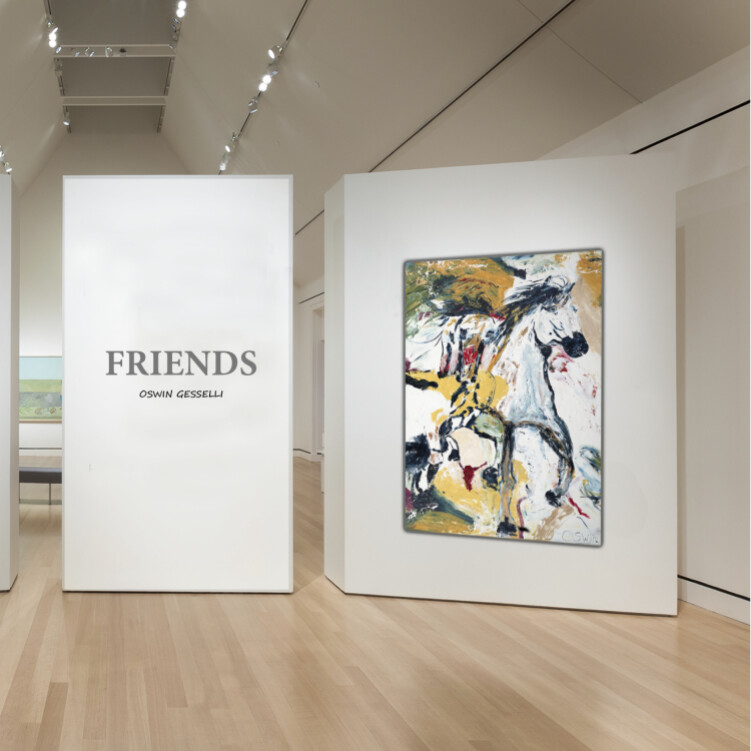 Equine art, two horses, best friends, semi figurative painting