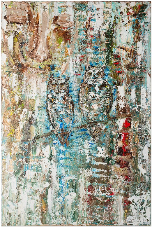 . Owl art. Faces. Night Eagle. Hidden treasures in the background. Art. Schilderij. Kunstwerk. Kunst. Kõnst. Bilder