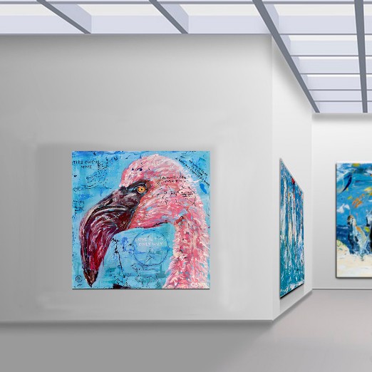 LOVE IS THE ONLY WAY - Oswin Gesselli - Series Hidden Treasures Painting - Flamingo - Quotes - Drawnings - Art Series Oswin Gesselli