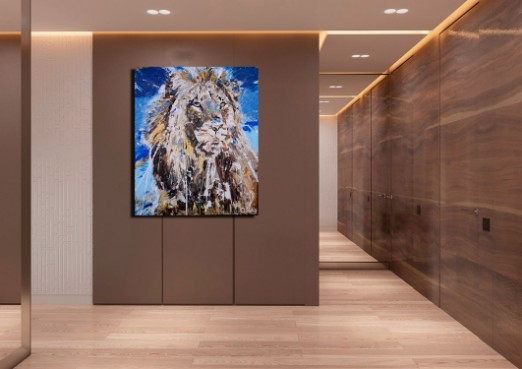 THE LION'S SON - Oswin Gesselli - Lion Modern Art Lion artwork. Wild life contemporary art. Wild cats.