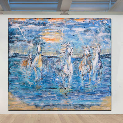 Horse painting - paardenschilderij. Sunset